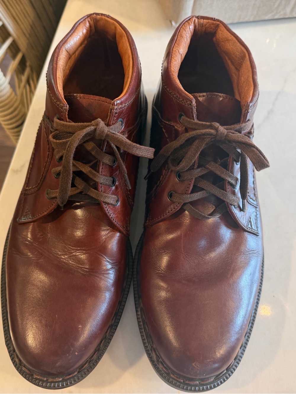 Johnston & Murphy passport made in Italy Chestnut Brown Leather Chukka Boots 10*